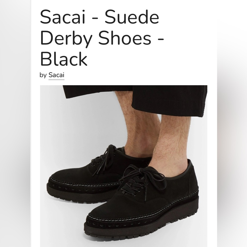 Sacai Men's Black Lace-Up Derby Shoes
